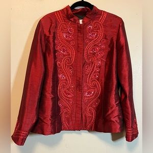 ♦️Chico’s Size 2 (Large) Red Button Up Blazer With Pockets